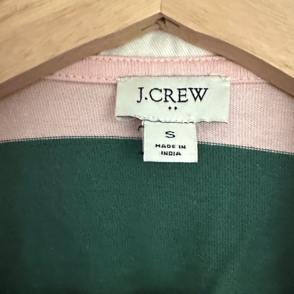 J. Crew Pink and Dark Green Striped Rugby Shirt - Picture 2 of 6